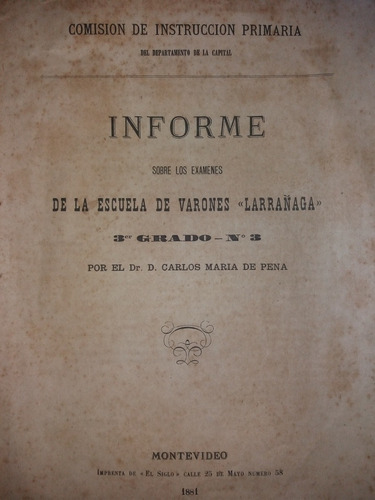 Informe Escuela Varones Larrañaga 1881 Carlos Ma. De Pena