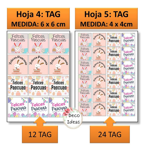 Imagen 4 de 6 de Kit Imprimible 07 Felices Pascuas Tag Etiqueta Stiker Cuadro