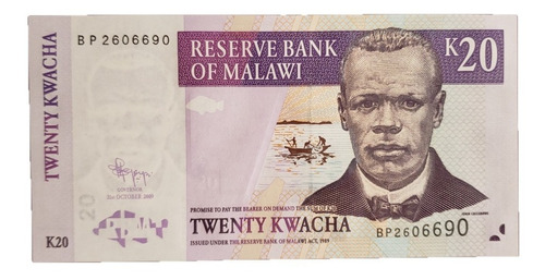 Malawi - Billete 20 Kwachas 2009 - Unc