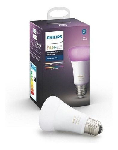 Imagen 3 de 10 de Philips Hue Lámpara Individual E27 Bluetooth Color Celular