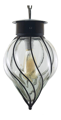 Lámpara Artesanal De Vidrio Soplado Transparente Color Negro