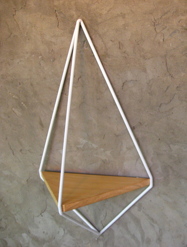 Porta Maceta Estante De Pared Triangulo Hierro Madera 