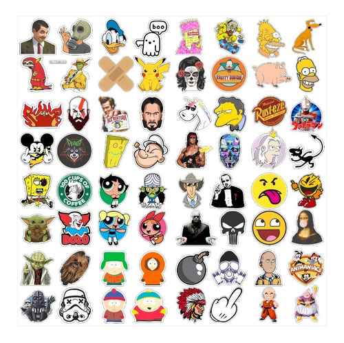 Imagem 2 de 2 de 64un Adesivos Desenho Personagens Antigo Nostalgia Nerd 18