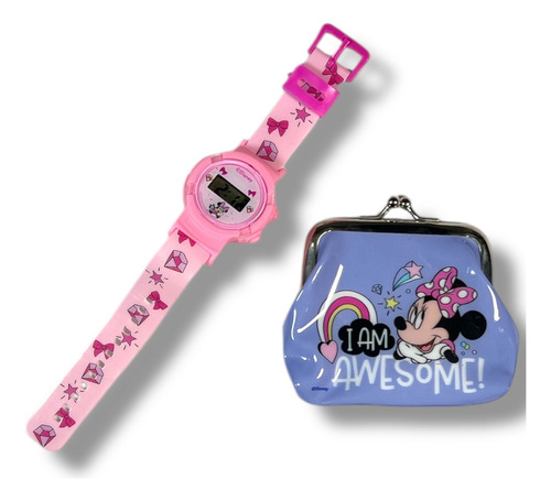 Reloj Digital Con Luz Y Cartera Niños Personajes Minnie Minnie Minnie