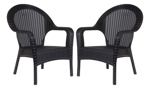 Set De 2 Sillones Qatar Rattan De Jardin Exterior