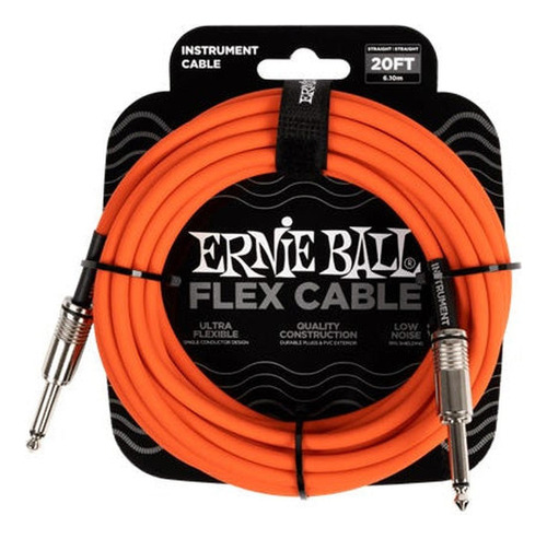Cable De Plug 6.3mm Macho/macho Ernie Ball 6.10 Mts., Anaran