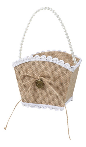 Cesta De Arpillera Para Niña De Con Lazo Rústico Para