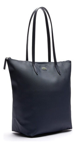 Carteira de compras Lacoste L.12.12 Concept NF1890PO, design sintético suave em azul marinho com alça de ombro azul marinho, alças em azul marinho e hardware de metal
