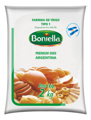 Farinha De Trigo Argentina Boniella Puríssima 2kg Premium 00