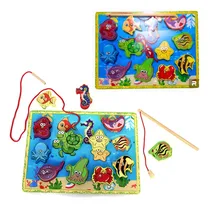 Comprar Juego De Pesca Madera Didactico Encaje Con Enhebrador Niños