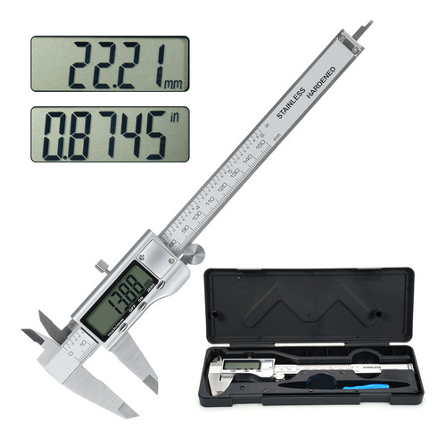 Pinza Vernier Digital 6/150 Mm Con Pantalla Lcd, Pulgada/mét