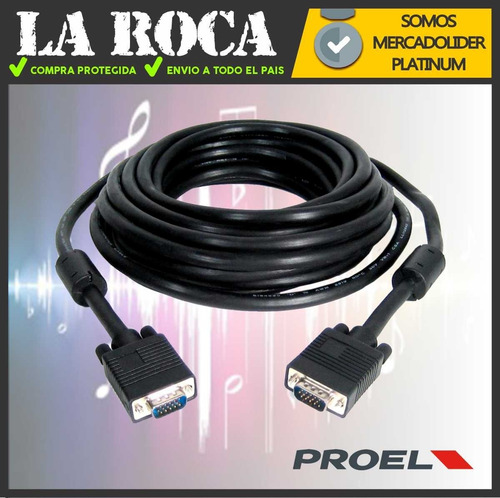 Imagen 5 de 10 de Cable Vga Monitor Proyector Doble Filtro 15 Metros La Roca