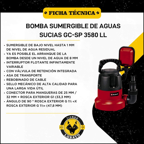 Bomba Sumergible Max 8000lts Einhell Ideal Desagotar Piletas
