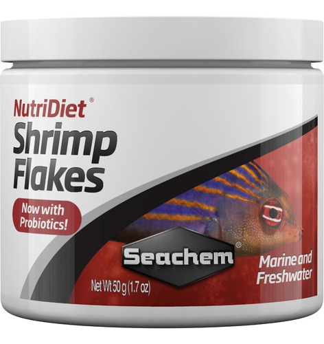 Racao Seachem Nutridiet Shrimp Flakes  Probio 50g Camarao