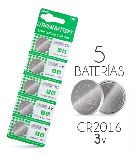 Conjunto de 5 baterías CR2016 (pilas de botón, 3V) - Wood, Tools & Deco