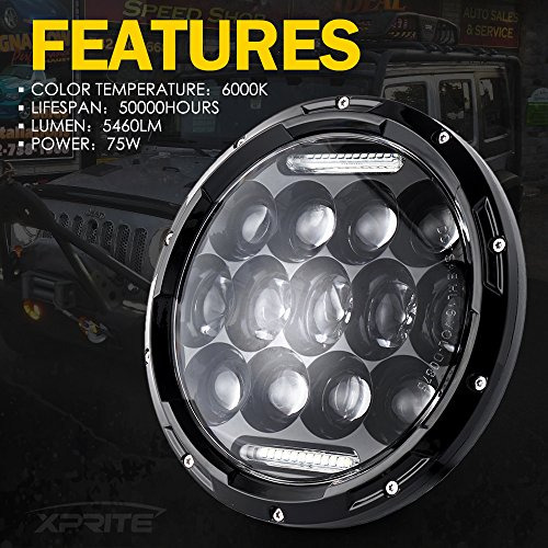 Xprite 7 Pulgadas 75w Cree Led Faros Hilo Viga Con Luz Diurn