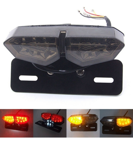 12v Stop Porta Placa Led Direccional Moto Cafe Racer Bobber