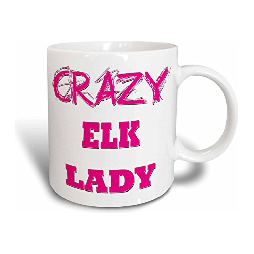 Taza De Cerámica Crazy Elk Lady, 15 Oz, Color Blanco