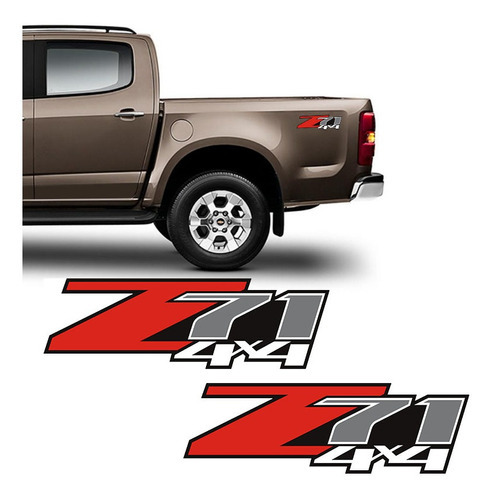 Par De Adesivos Chevrolet Z71 S10 Vermelho E Preto Lateral