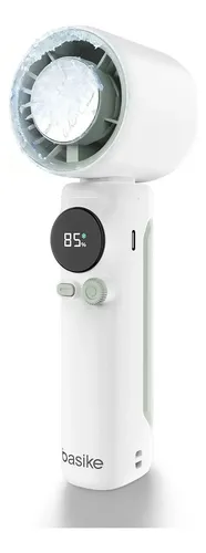 Mini Ventilador de Mão Basike Ba-FAN327 Portátil Recarregável USB com Resfriamento de Gelo 10W Alta Potência Turbo Silencioso para Verão 6000mAh，Branco Com Display Digital e 100 Velocidades