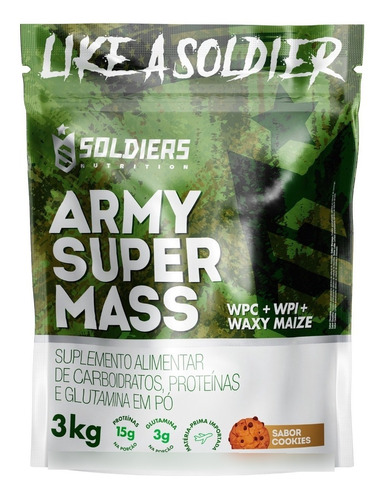 Hipercalórico Army Super Mass - 3kg - Sabor Cookies - Soldiers Nutrition