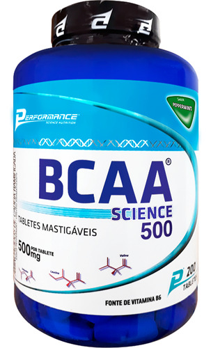 Bcaa Science 500 Mastigável (200 Tabs) Performance Nutrition Sabor Peppermint