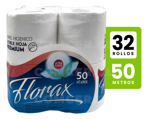 Papel Higiénico Doble Hoja 50 Metros 32 Rollos