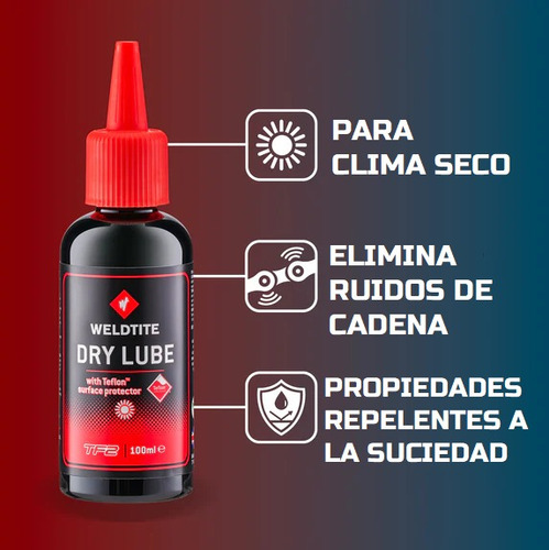 Aceite Cadena Bicicleta Weldtite Teflon Dry Clima Seco 100ml