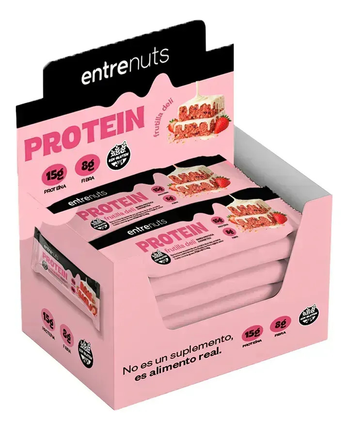 Barras Proteicas Energeticas Entrenuts X10 Unidades Sabor Frutilla Deli Sin Gluten