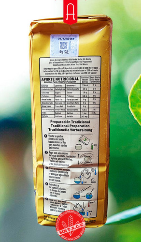 Yerba Mate Kraus Silvestre Con Menta 500gr X15 Unidades