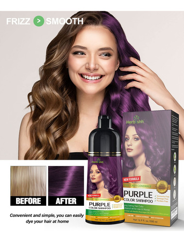 Shampoo Con Tinte Natural Herbishh - Color Morado