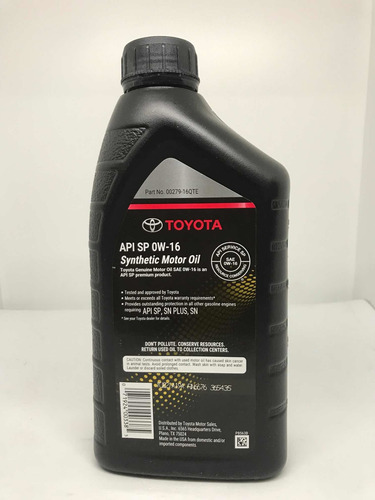 Imagen 2 de 2 de Aceite Toyota Original 0w16 Sintético Tienda Física Paraíso