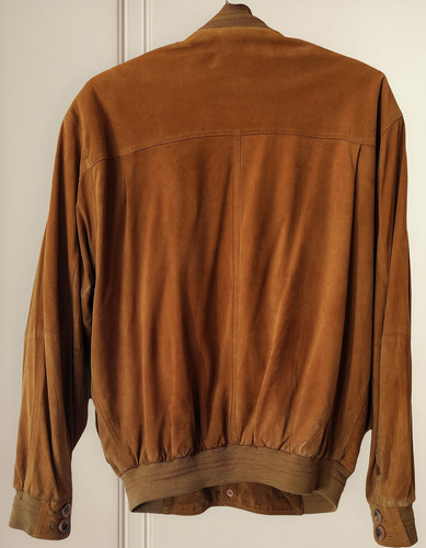 Campera Tipo Bomber De Cuero Nobuk Estilo Universitaria
