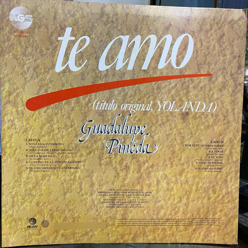 Guadalupe Pineda Te Amo Disco Lp (Usado)