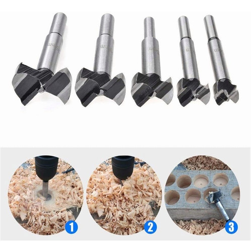 Imagen 4 de 8 de Brocas Forstner Bisagra, Muebles De Cocina Y Puertas 5 Pcs