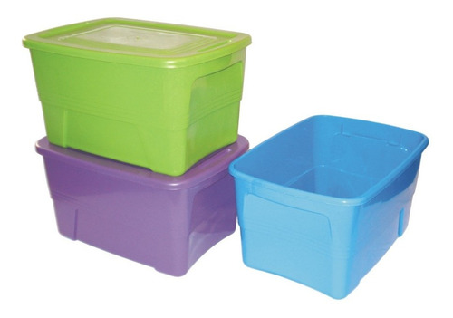 Caja Multiusos 10 Galones / 38 Litros Atlanta Colores 3 Pzas