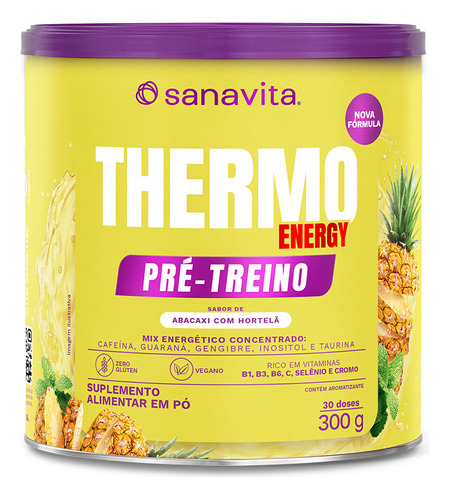 Thermo Energy Sanavita - Abacaxi Com Hortelã Pré Treino 300g