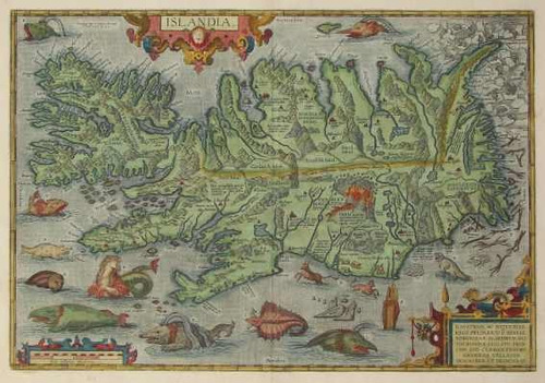 Lámina 45x30 Cm. - Mapa De La Isla De Islandia En 1587