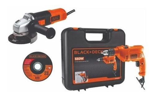 Taladro 550w +amoladora+ Disco Black Decker 2 Años De Garan