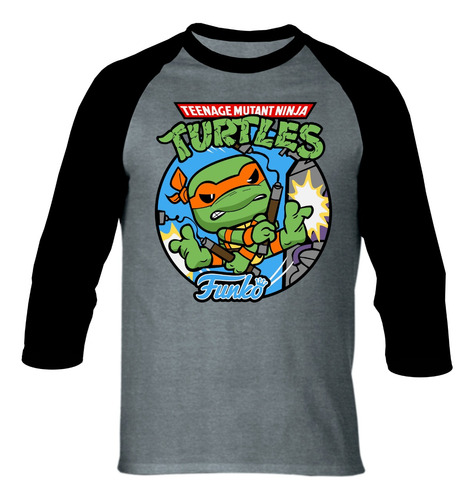 Camiseta Michelangelo Tortugas Nj Camibuso Raglan Series Pop