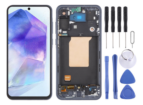 Pantalla Lcd Oled Azul Con Marco Para Samsung Galaxy A55