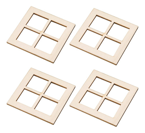 4 Uds. De Ventanas De Madera En Miniatura, Mini Persianas