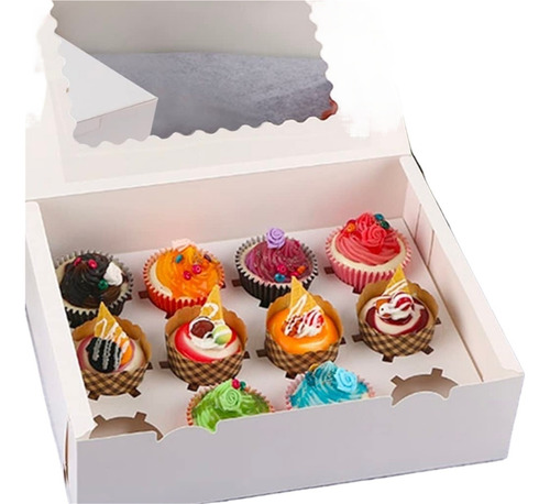 Caja De Cartón Para Cupcakes, Muffin Boxes Para 12 Cupcake