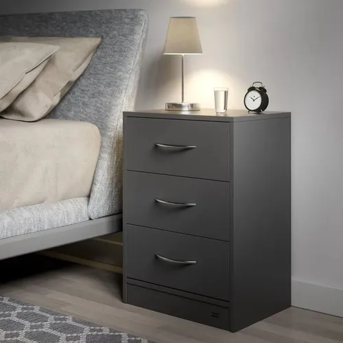 comprar Velador Mesa De Noche Minor Color Negro 3 Cajones Tu Mesita