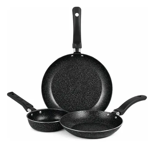 Jogo De Frigideiras Francesas 3 Peças 14 18 24cm Preto Nacio