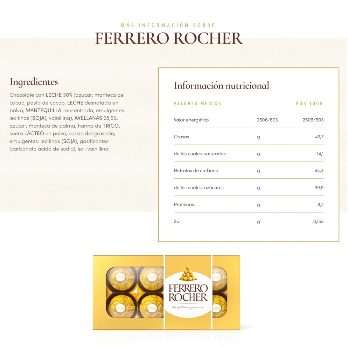 Bombón Ferrero Rocher Estuche 8 Unidades