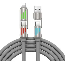 Comprar Cable Cargador 4 en 1 Usb Tipo C Carga Rapida Para Transferir Datos 1.2m 5a 240W 480Mbps Para Motorola Samsung iPhone iPad Xiaomi Apple Huawei Con Usb A Y Tipo C Color Gris PD 3.1 USB 2.0 De KILBYNOY