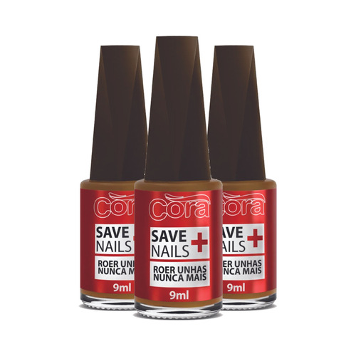 Kit 3 Save Nails Roer Unhas Nunca Mais 9ml - Cora