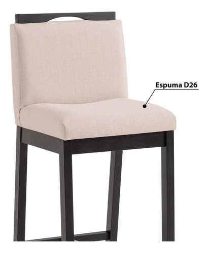 Taburete alto Dani tapizado en tela de algodón, color negro/beige, negro