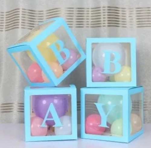 Cajas Cubos Para Globos Baby Shower Blanco